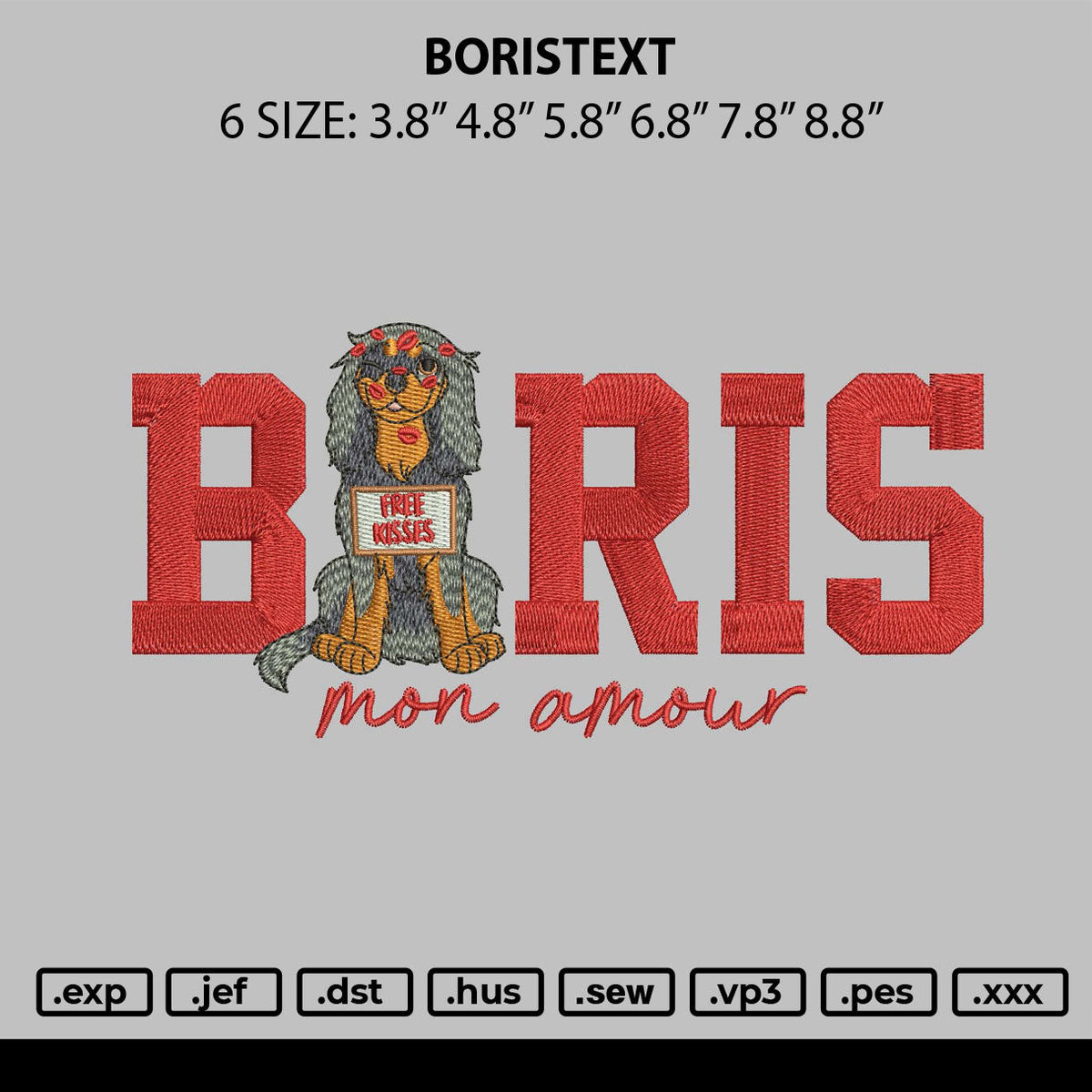 Boristext Embroidery File 6 sizes