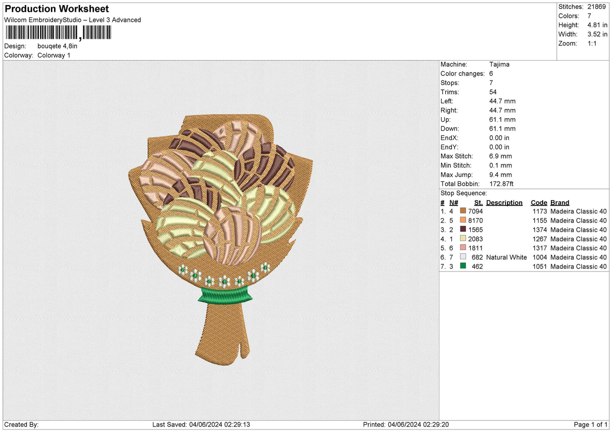 Bouqete Embroidery File 6 size
