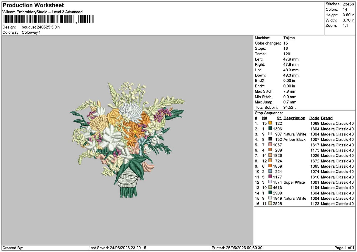 Bouquete 2405 Embroidery File 6 sizes