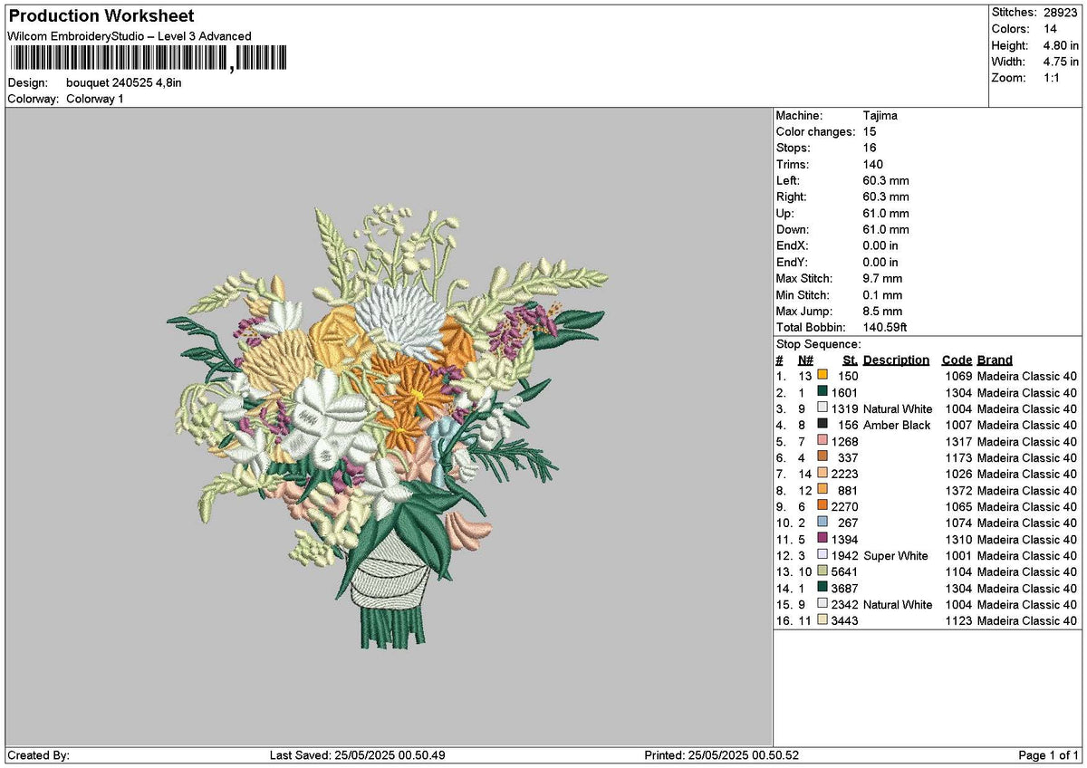 Bouquete 2405 Embroidery File 6 sizes
