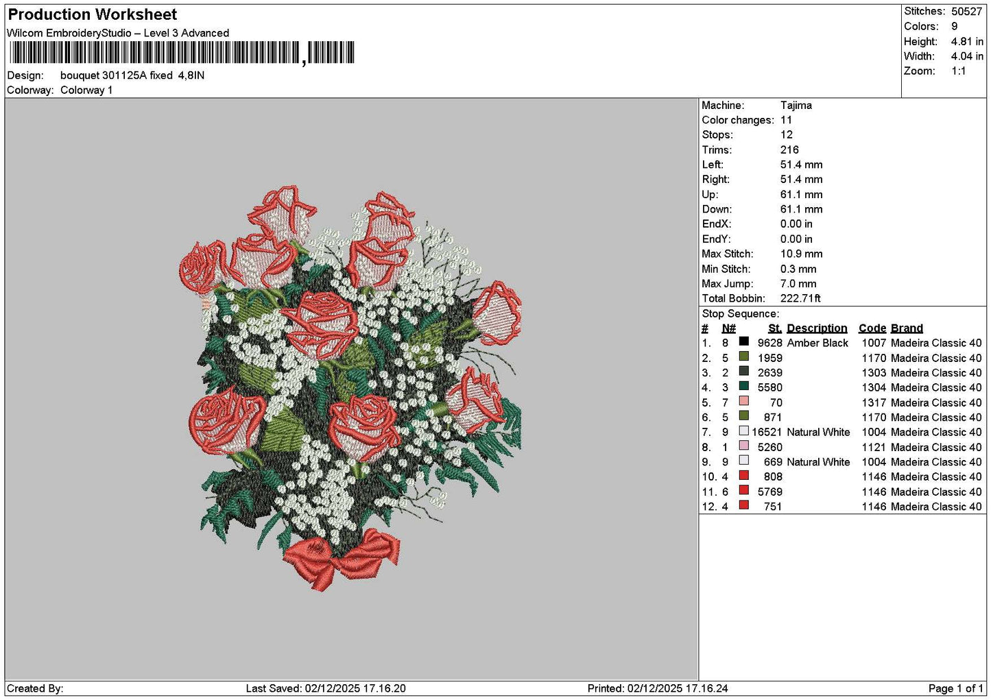 Bouquete 3011b Embroidery File 6 sizes