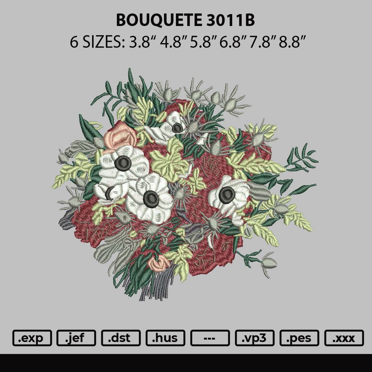 Bouquete 3011b Embroidery File 6 sizes