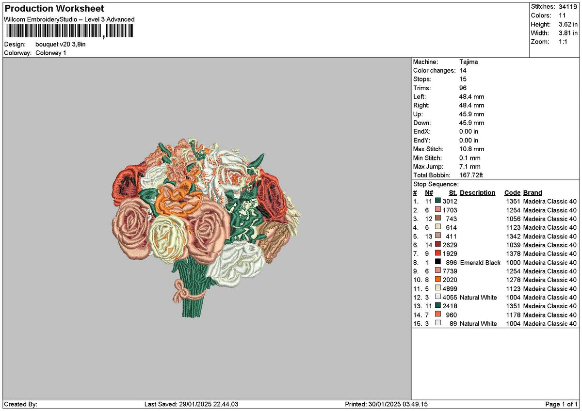 Bouquete V20 Embroidery File 6 sizes