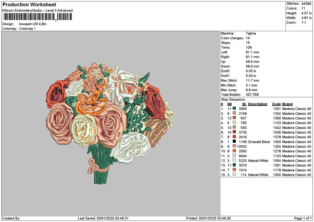 Bouquete V20 Embroidery File 6 sizes