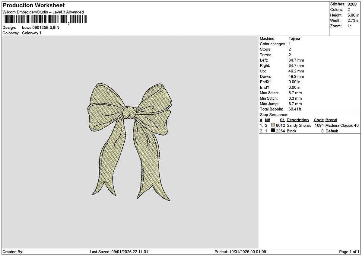 Bows 0901b Embroidery File 6 sizes