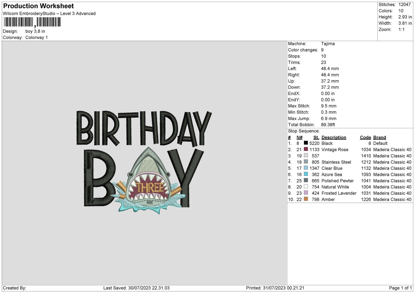 Brithday Boy Embroidery File 6 sizes
