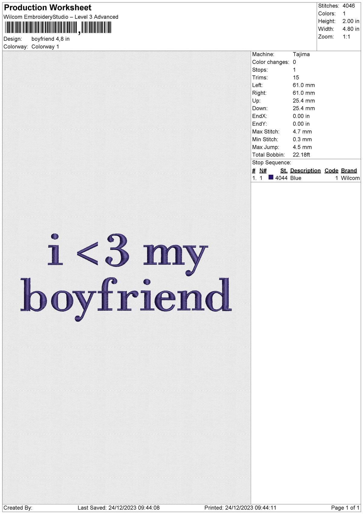 Boyfriend Embroidery File 6 size