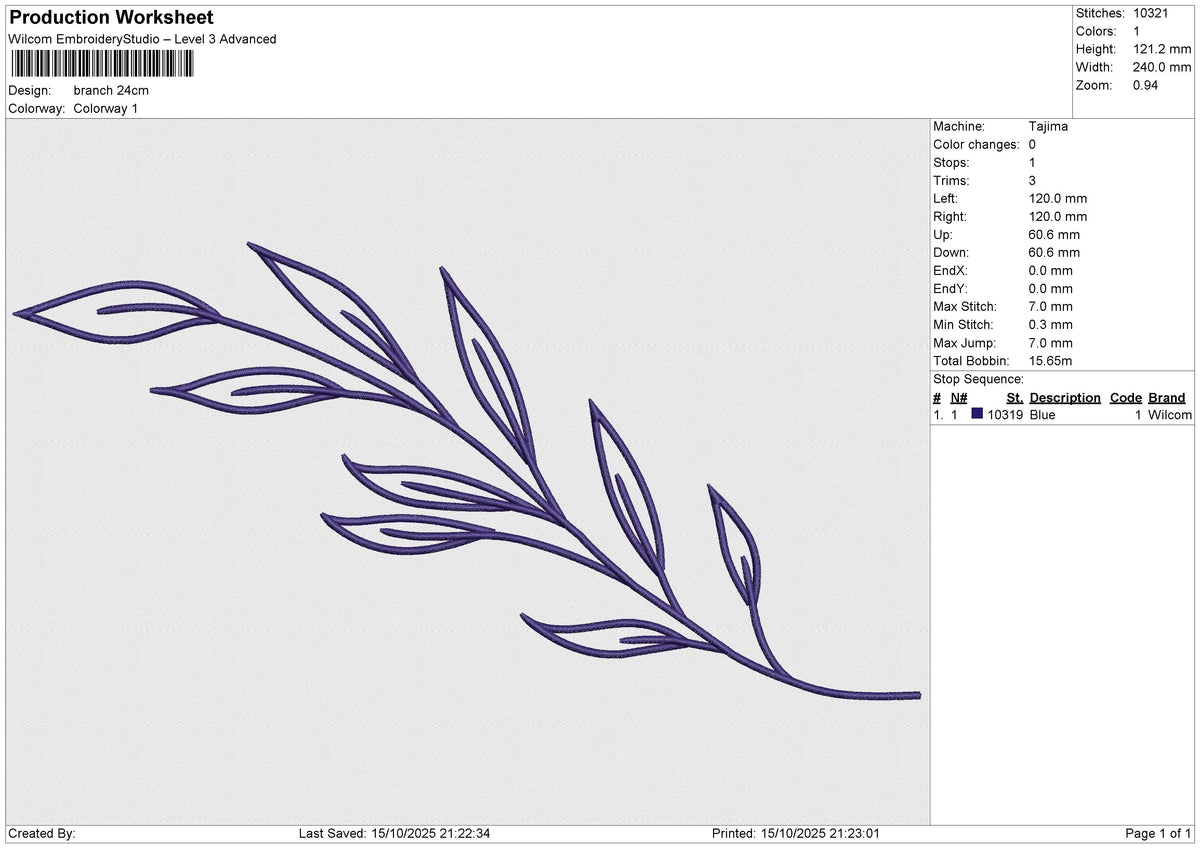 Branch Embroidery File 5 size