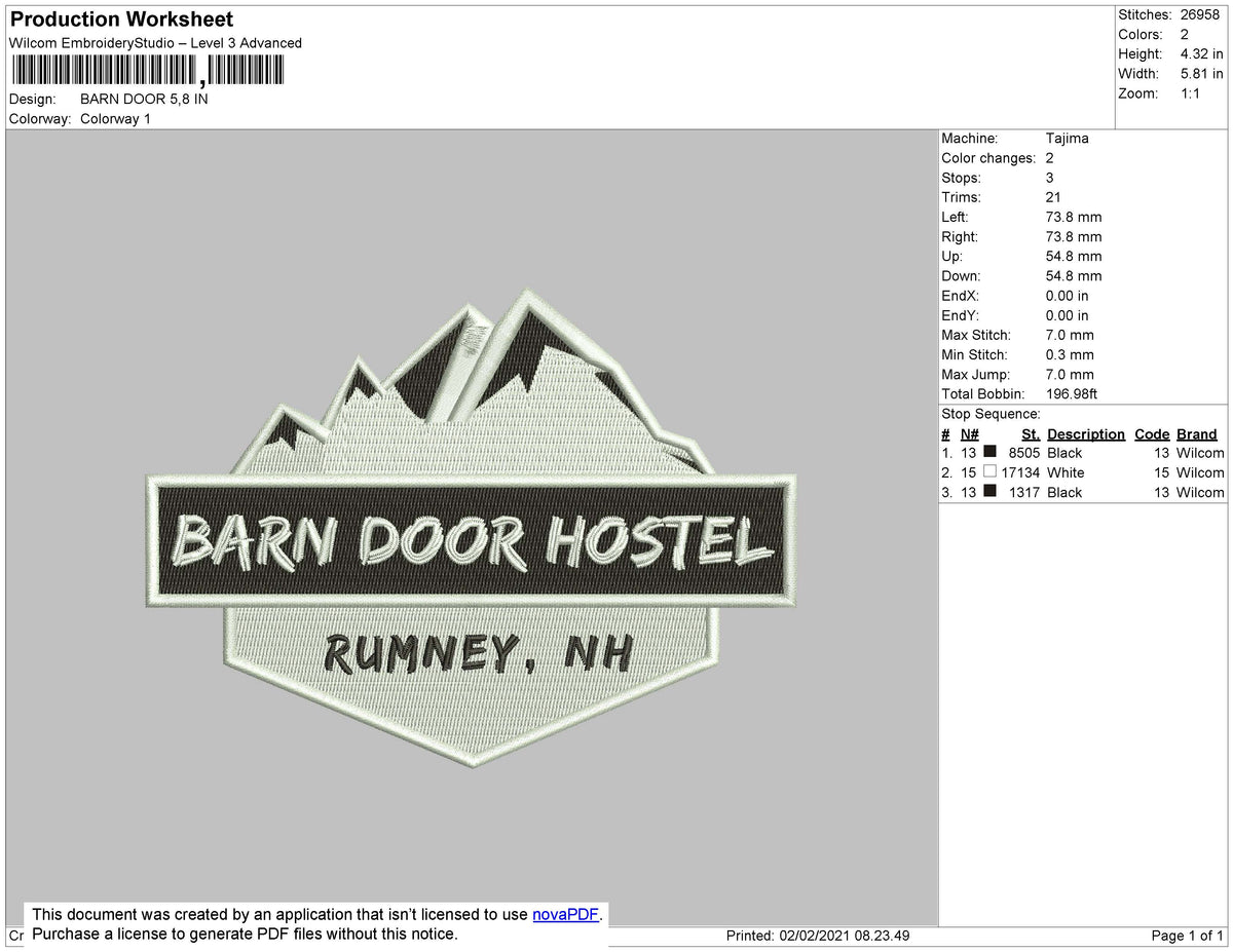 barn door Embroidery