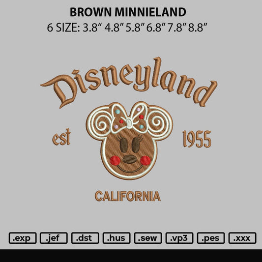 Brown Minnieland Embroidery File 6 sizes