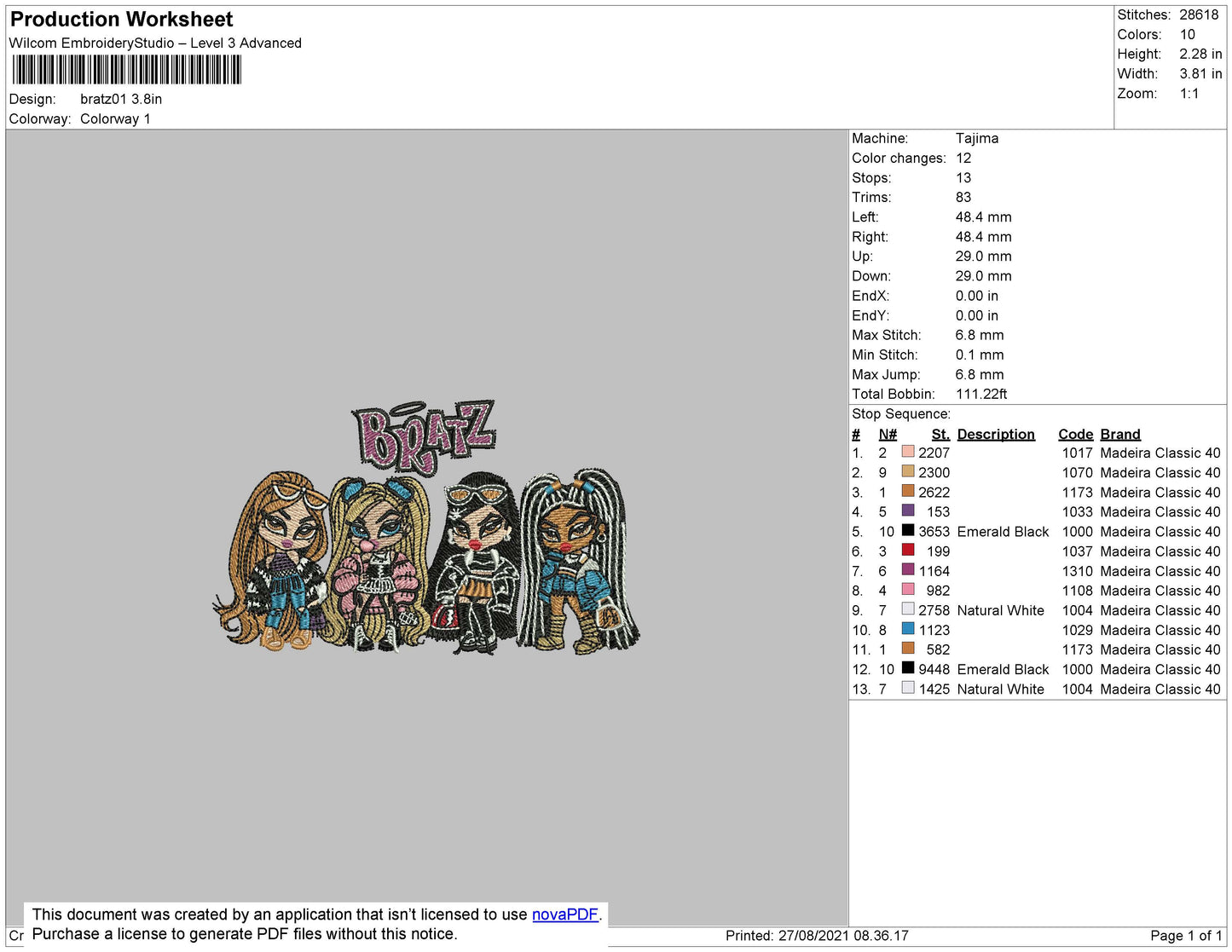 Bratz 01 Embroidery