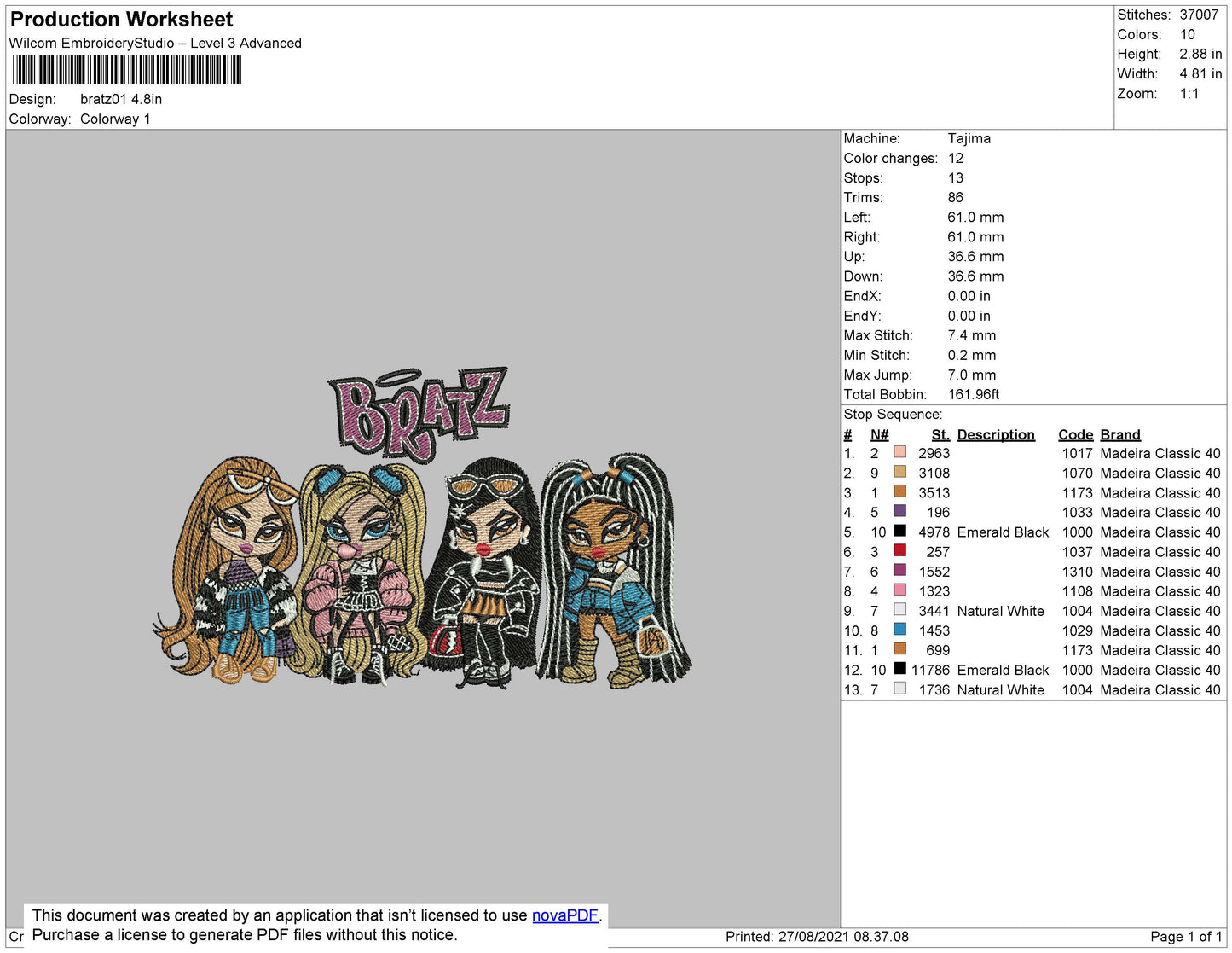Bratz 01 Embroidery