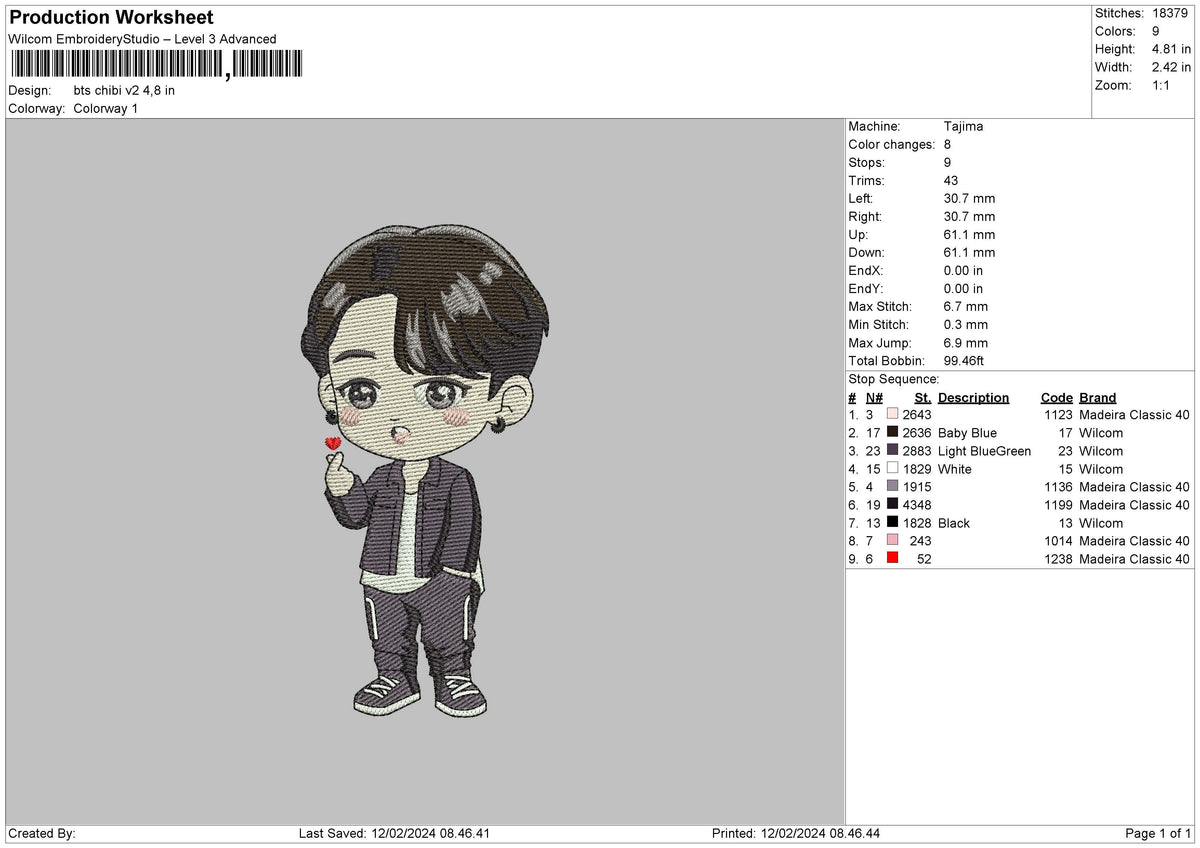Chibi Boy 02 Embroidery File 6 sizes