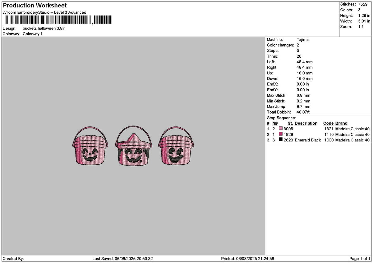 Bucketshalloween Embroidery File 6 sizes