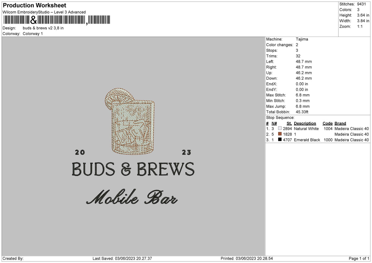 Buds And Brews V2 Embroidery File 6 sizes
