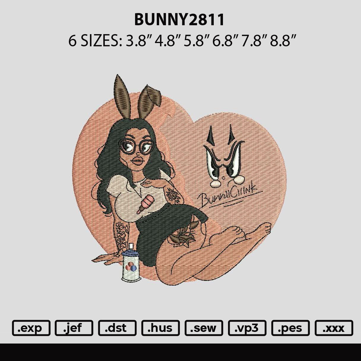 Bunny2811 Embroidery File 6 sizes