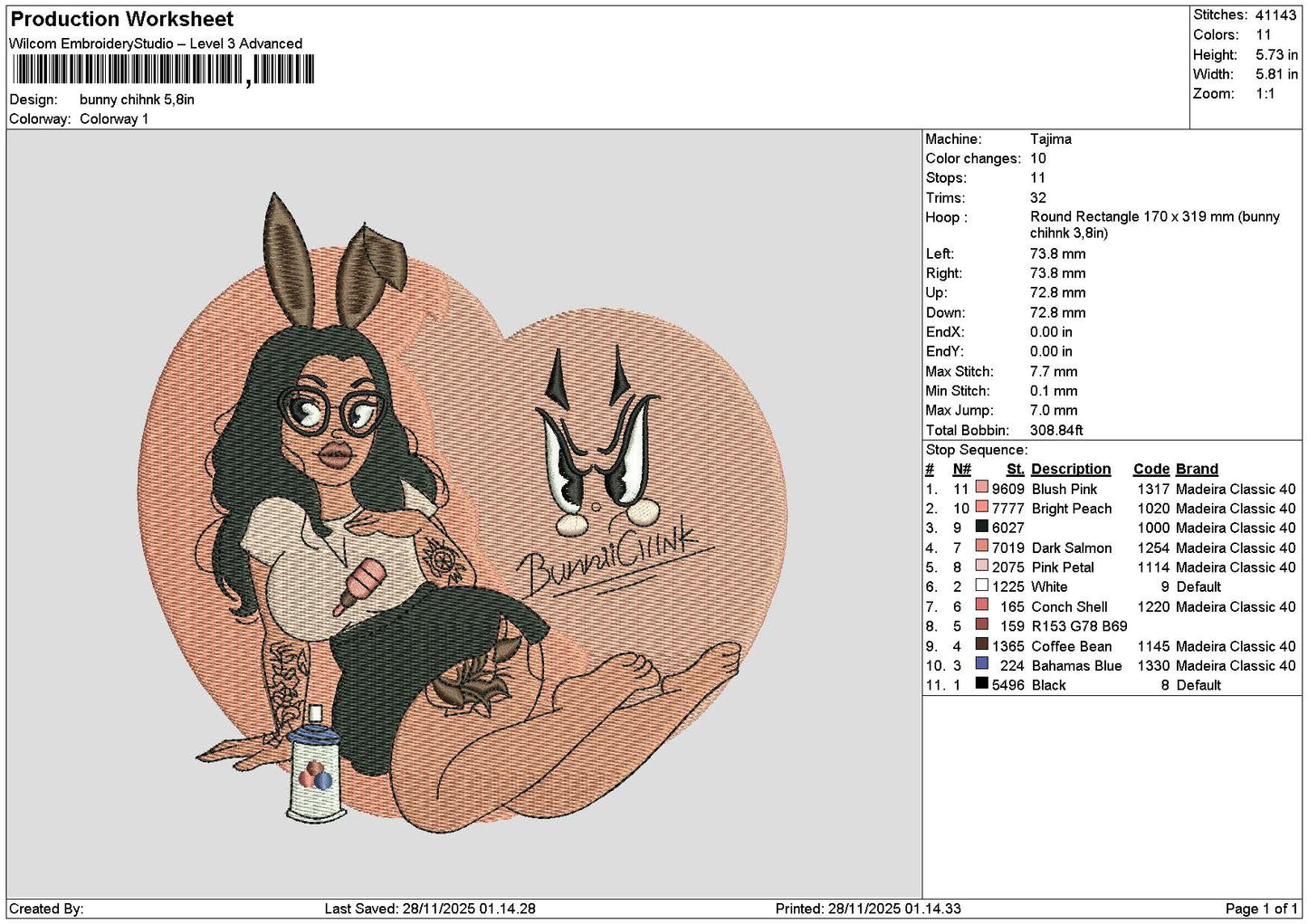 Bunny2811 Embroidery File 6 sizes
