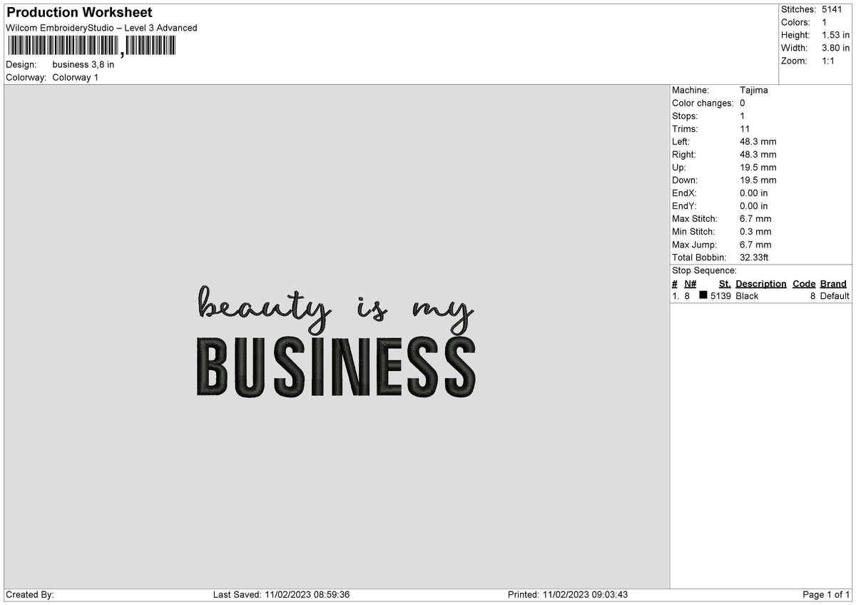 Business Embroidery File 6 sizes