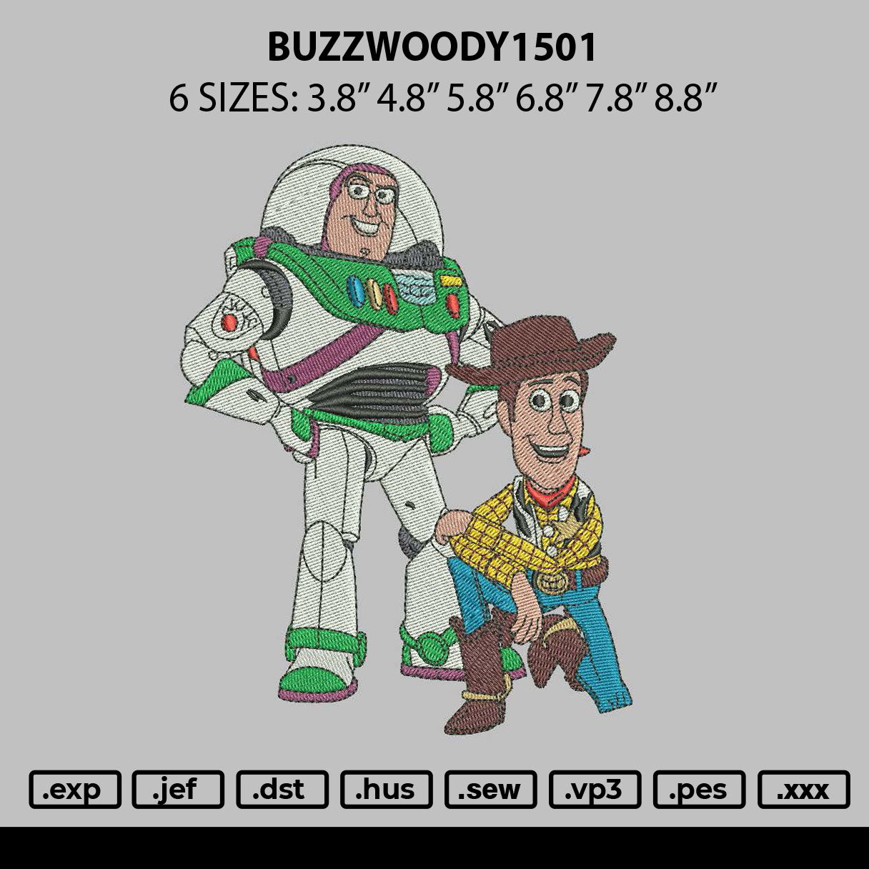 Buzzwoody1501 Embroidery File 6 sizes