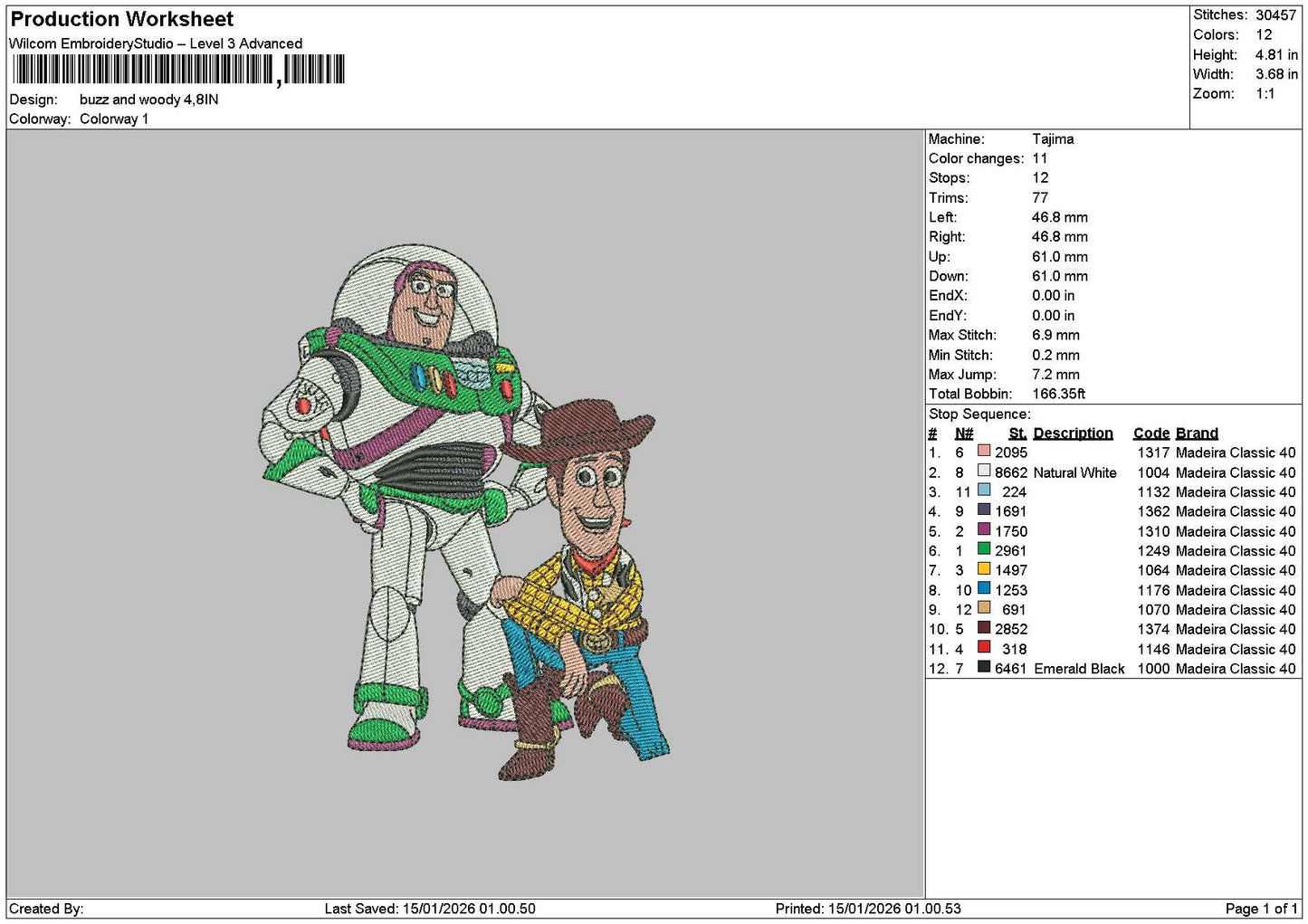 Buzzwoody1501 Embroidery File 6 sizes