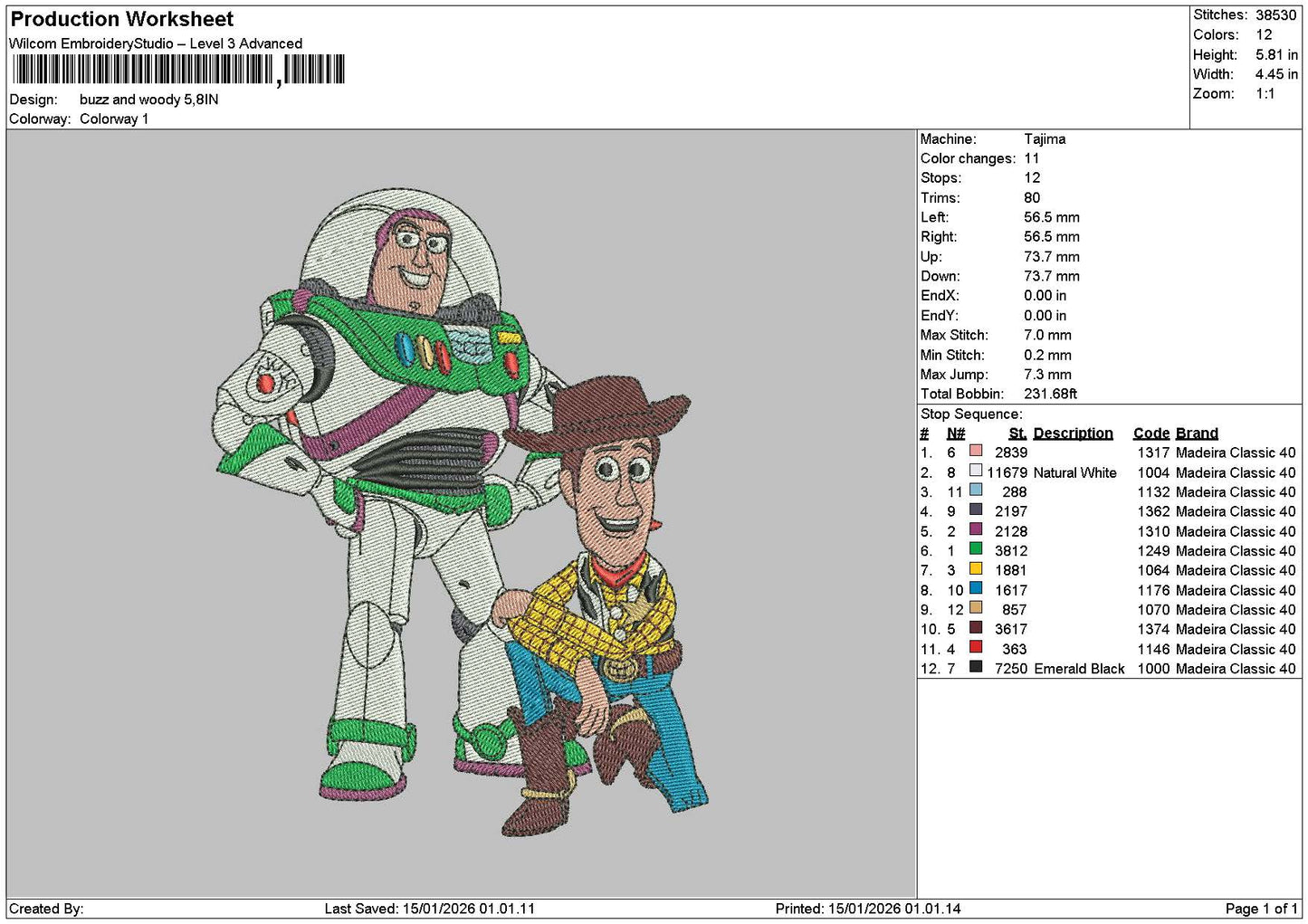 Buzzwoody1501 Embroidery File 6 sizes
