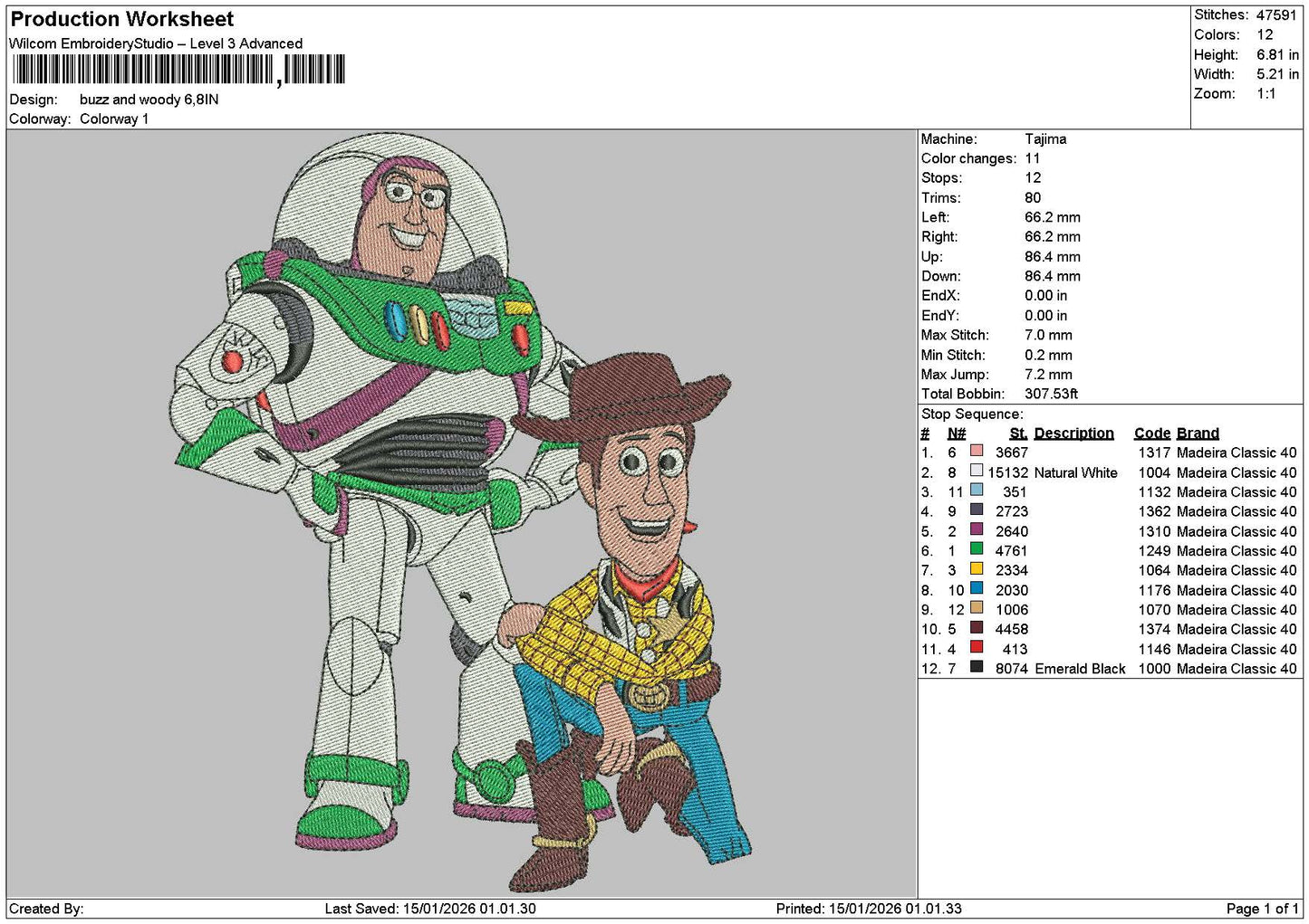 Buzzwoody1501 Embroidery File 6 sizes