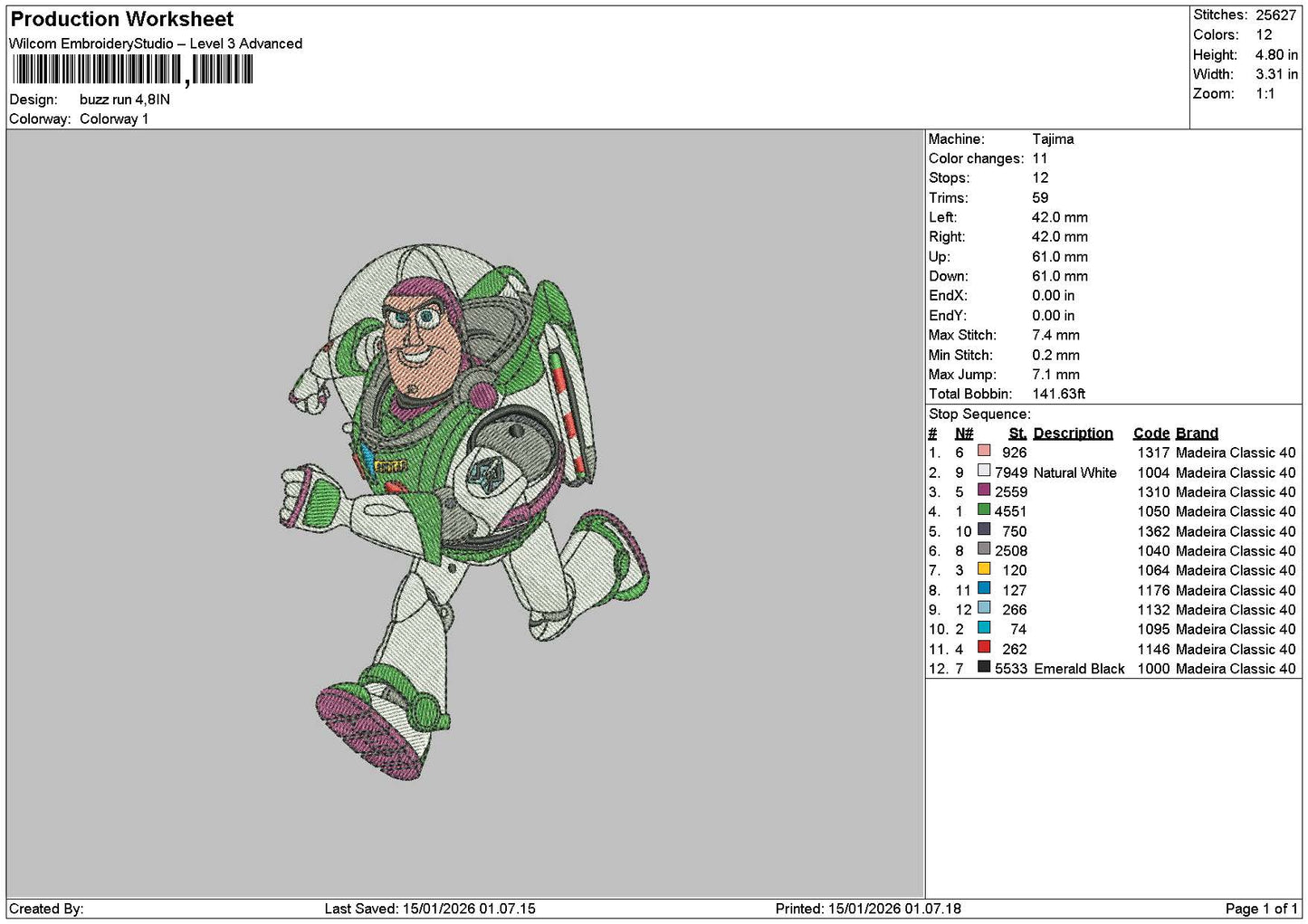 Buzz1501 Embroidery File 6 sizes