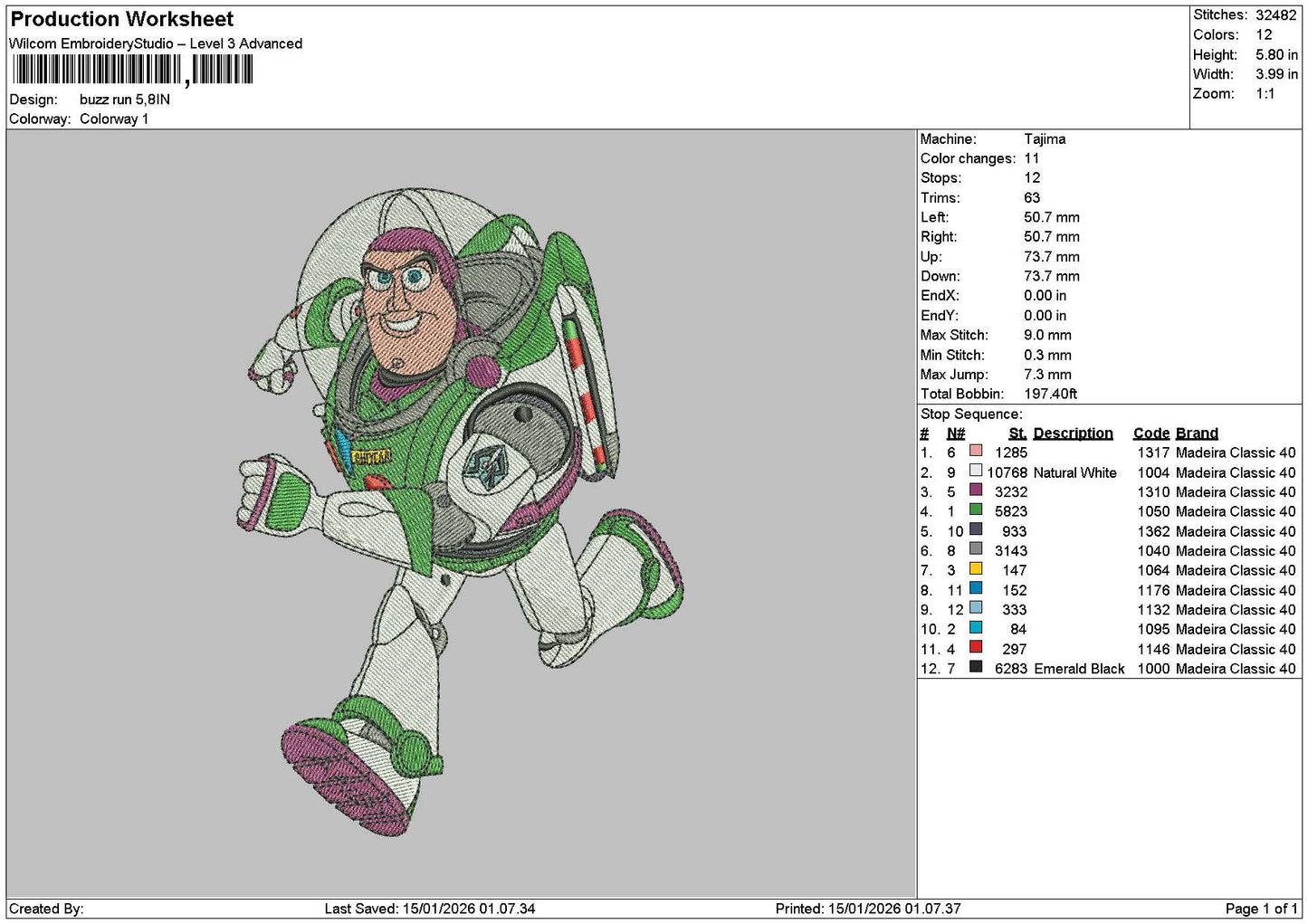 Buzz1501 Embroidery File 6 sizes