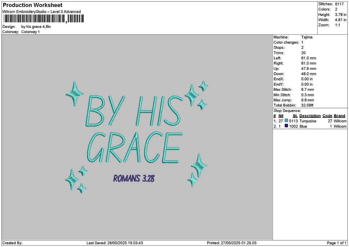 Grace 2705 Embroidery File 6 sizes