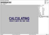 Calculatingtext Embroidery File 6 sizes