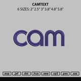 Camtext Embroidery File 6 sizes