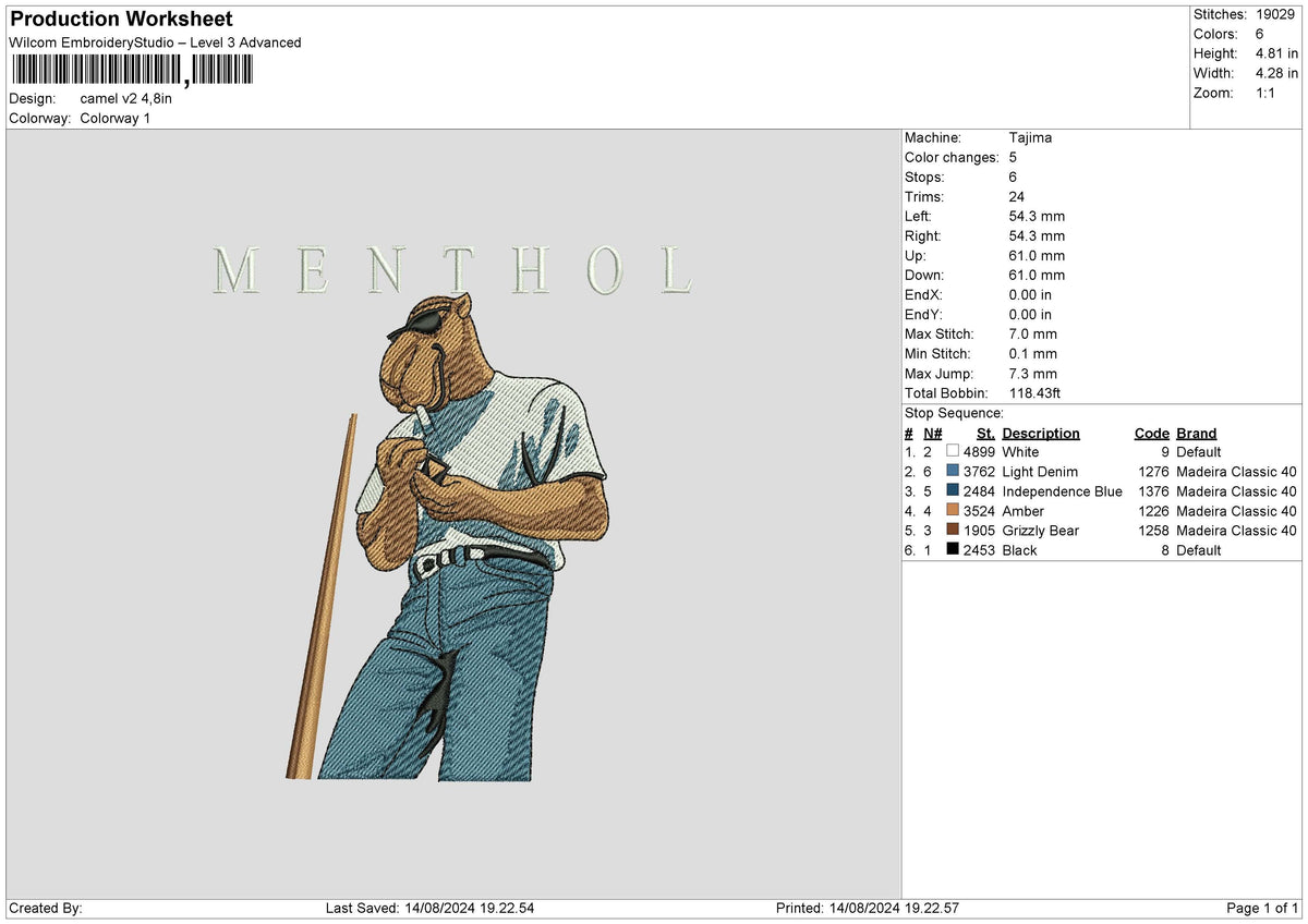 Camel V2 Embroidery File 6 sizes