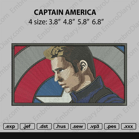 Captain America Rectangle Embroidery