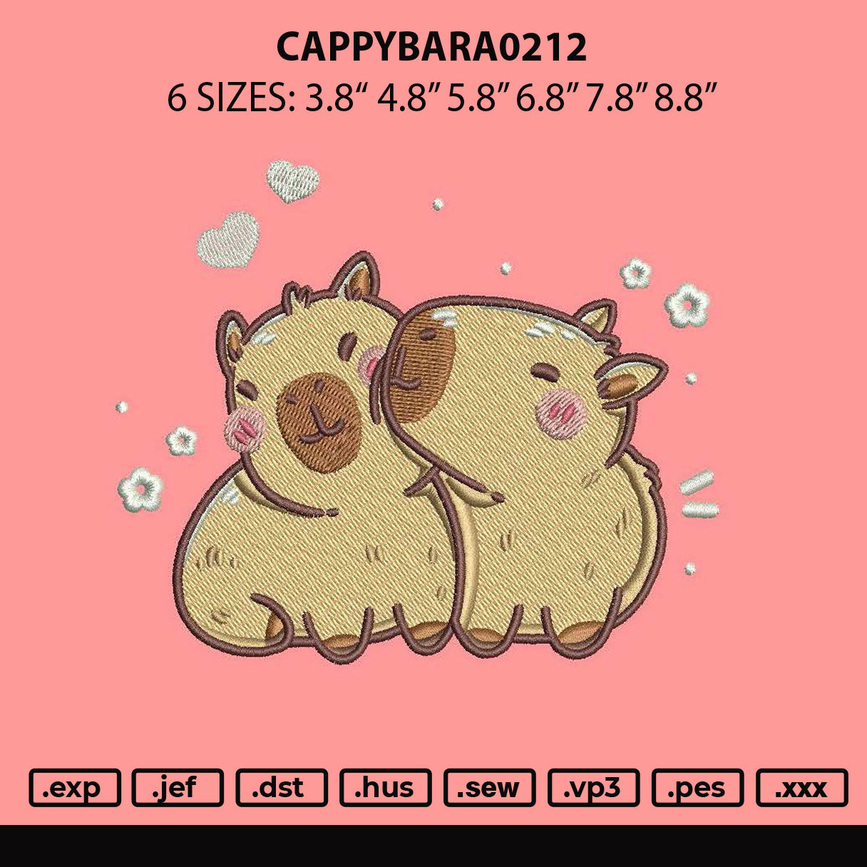 Cappybara0212 Embroidery File 6 sizes
