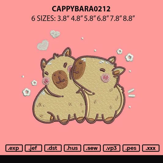 Cappybara0212 Embroidery File 6 sizes