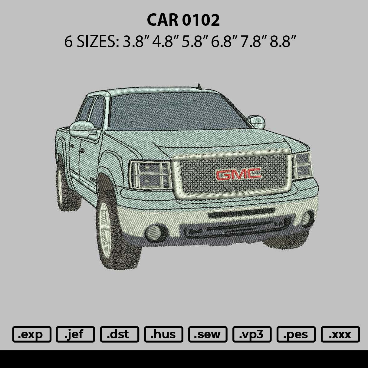 Car 0102 Embroidery File 6 sizes