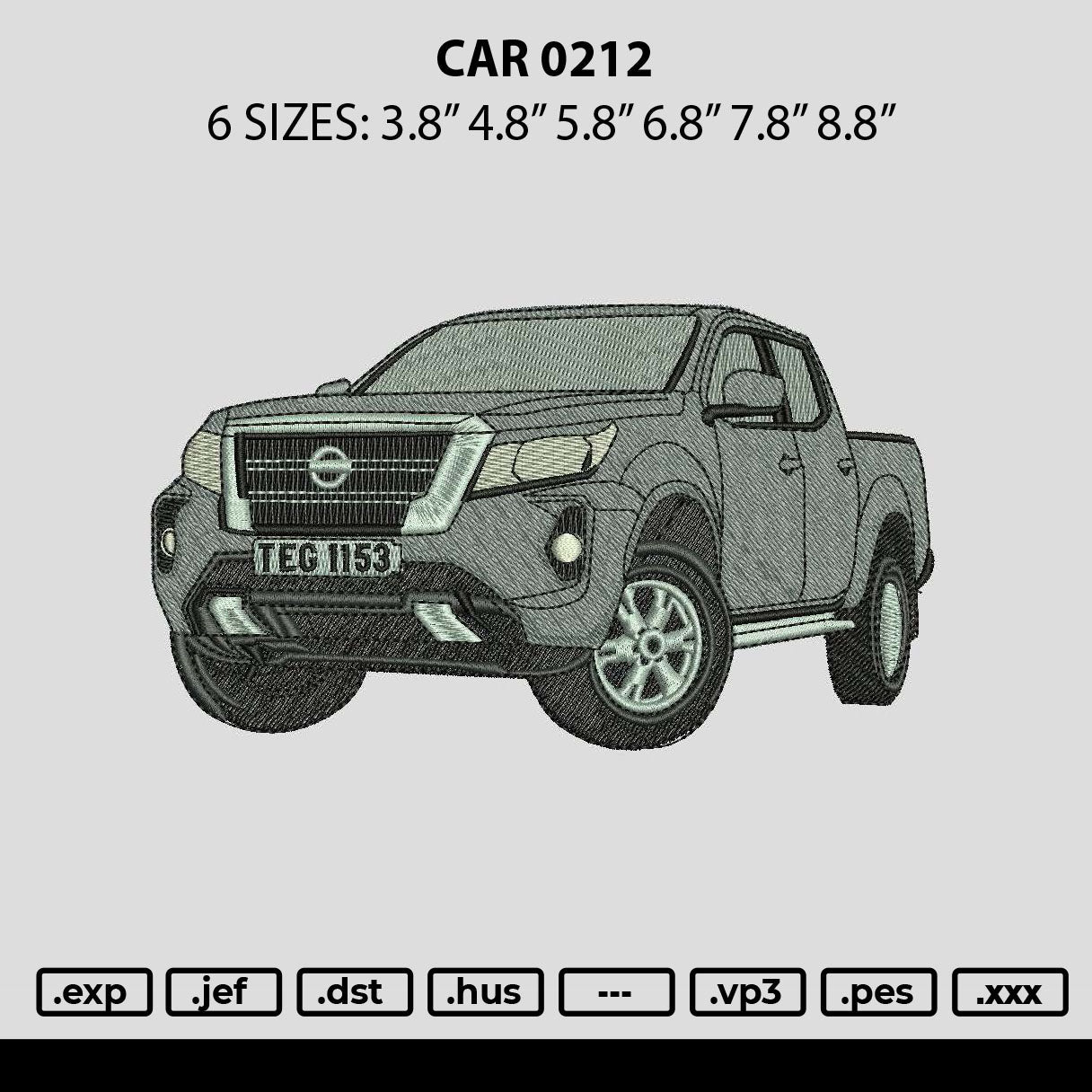 Car 0212 Embroidery File 6 sizes