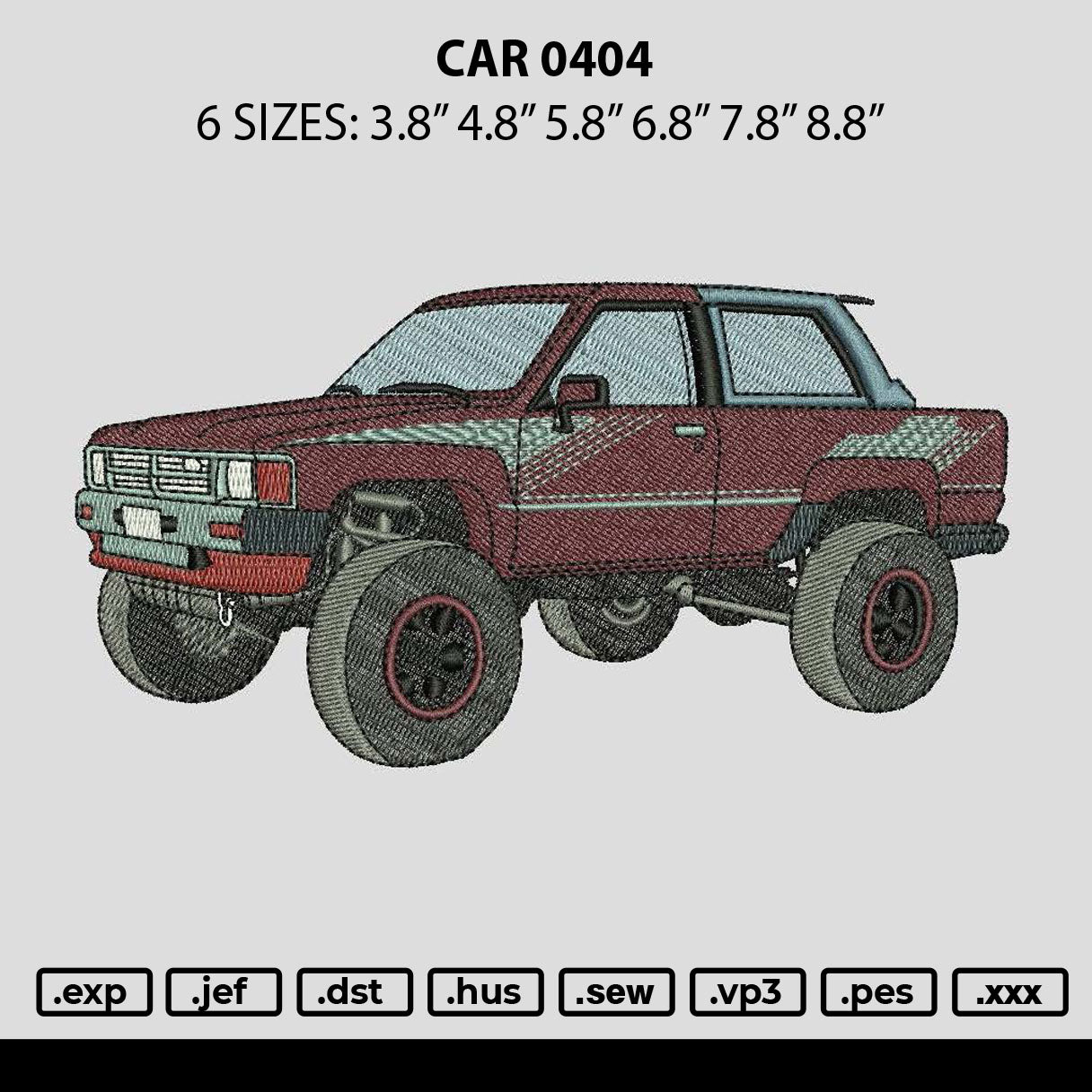 Car 0404 Embroidery File 6 sizes