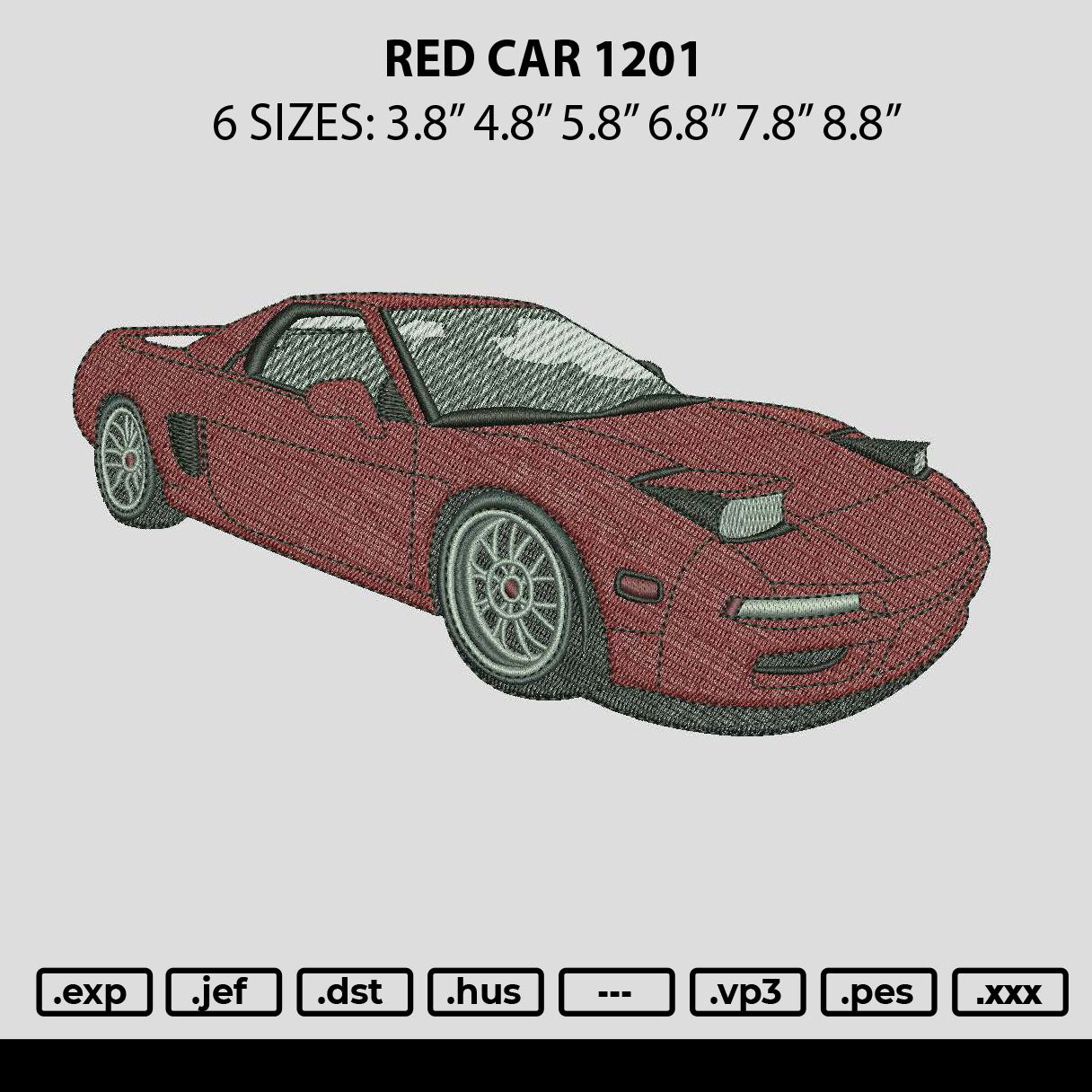 Red Car 1201 Embroidery File 6 sizes