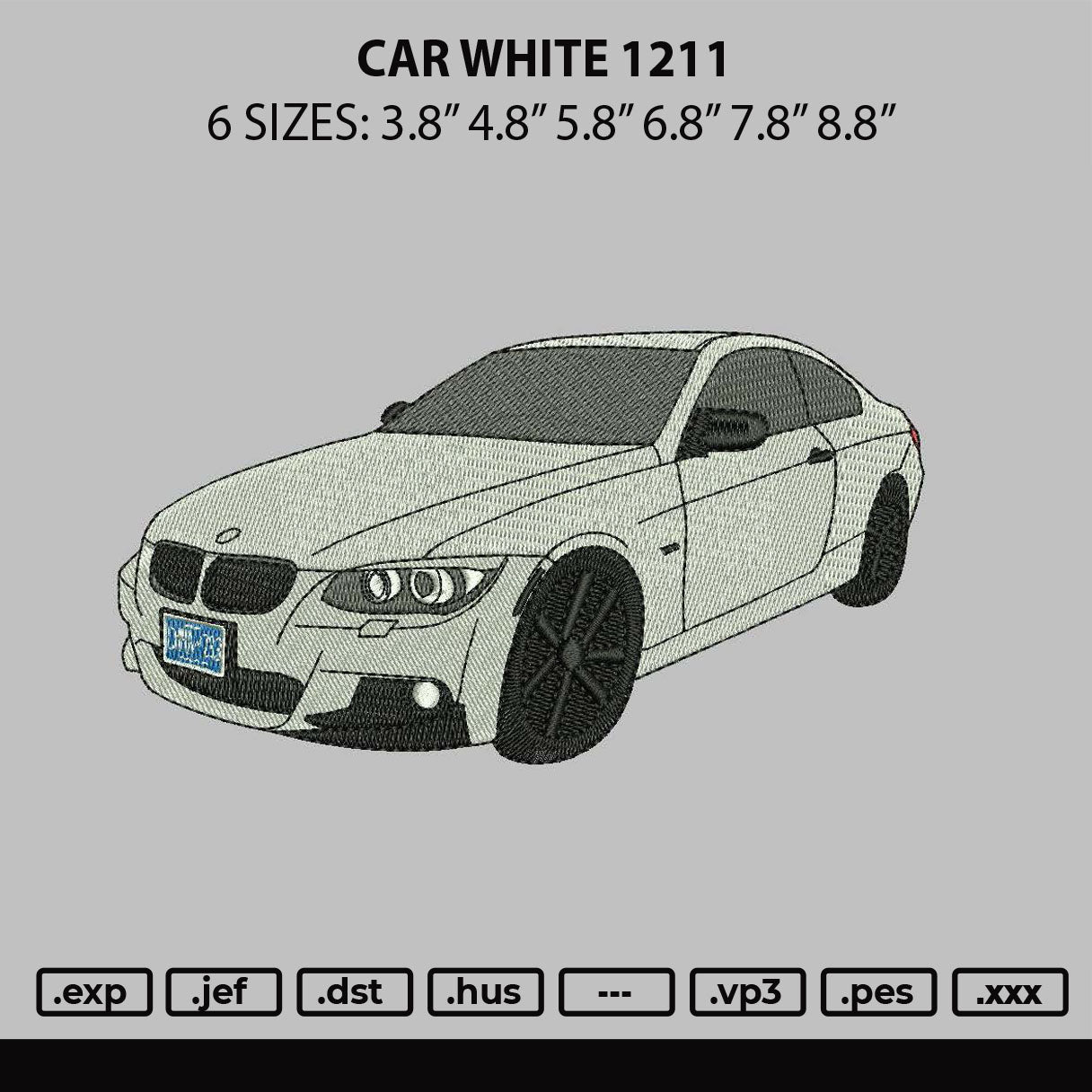 Car 1211 Embroidery File 6 sizes