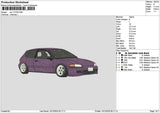 Purple Car 1212 Embroidery File 6 sizes