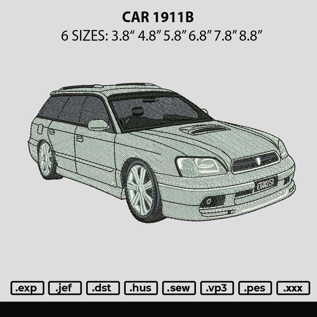 Car 1911b Embroidery File 6 sizes
