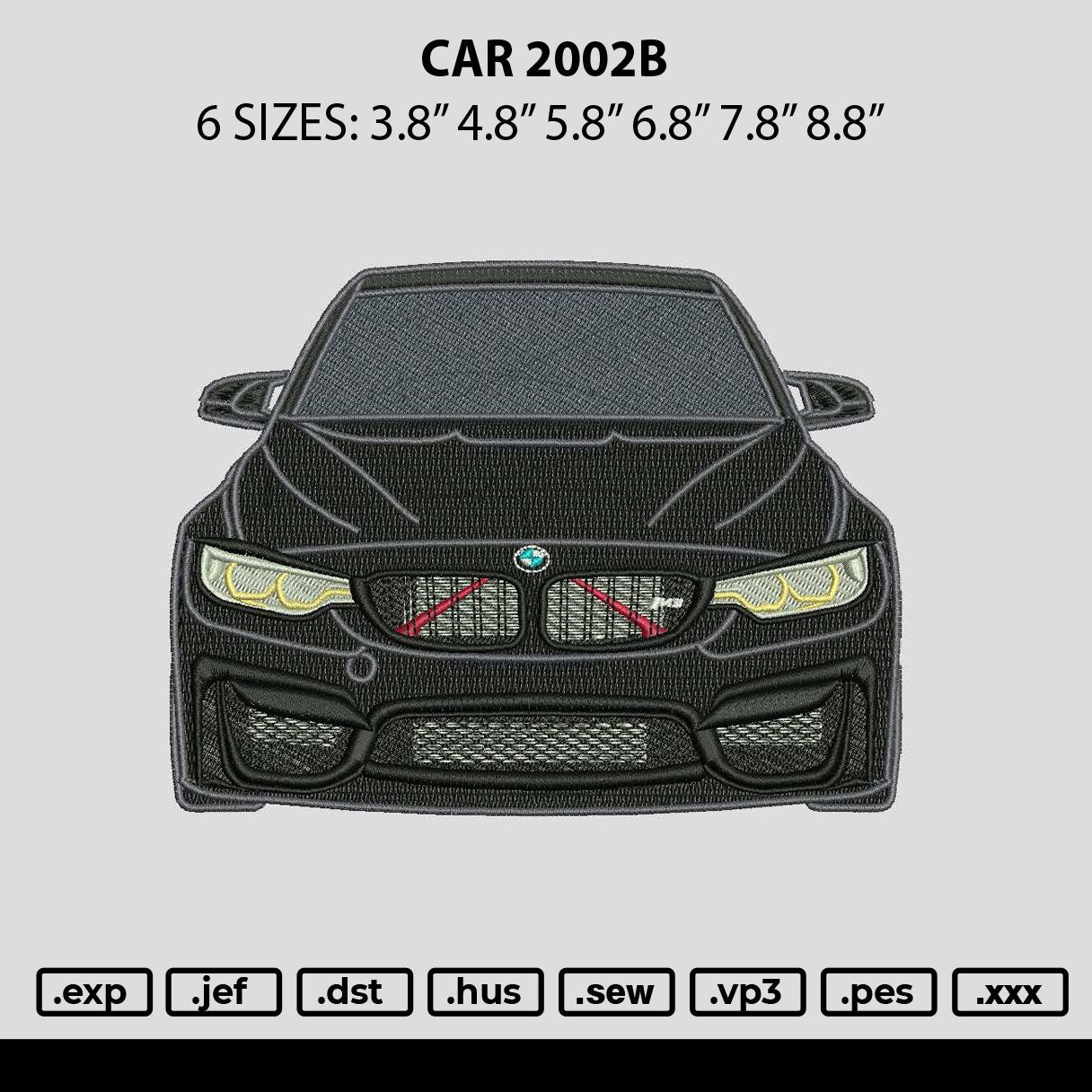 Car 2002b Embroidery File 6 sizes