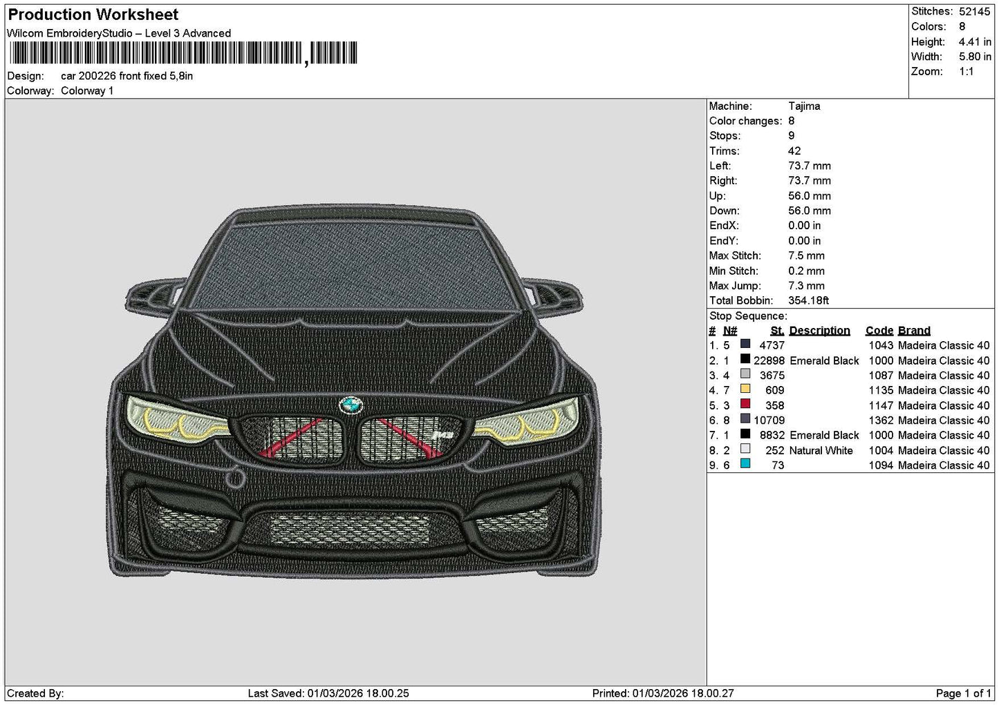 Car 2002b Embroidery File 6 sizes