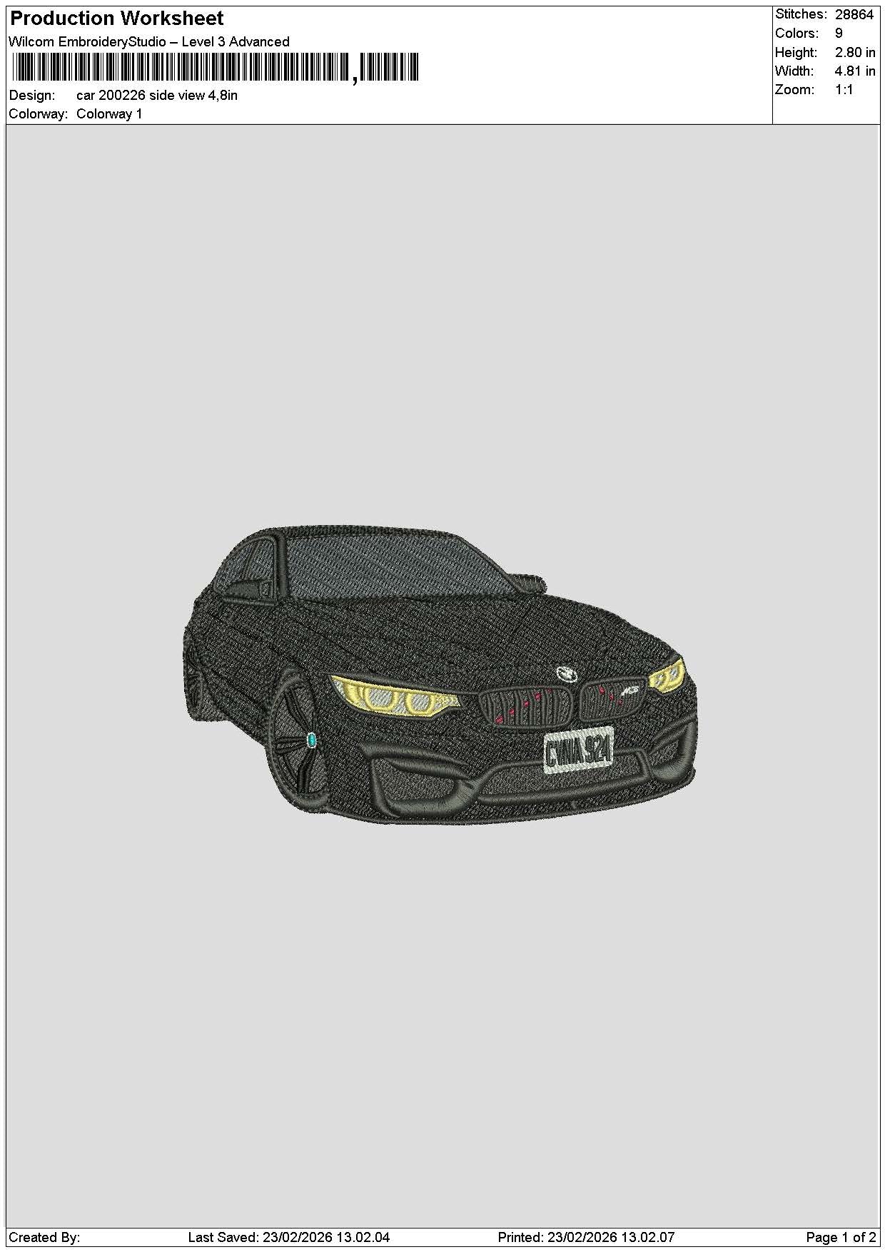 Car 2002a Embroidery File 6 sizes