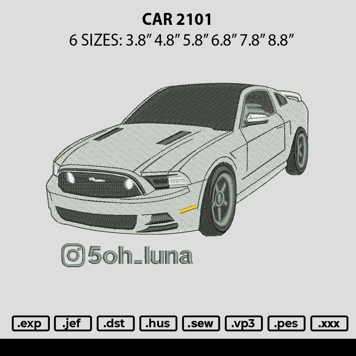 Car 2101 Embroidery File 6 sizes