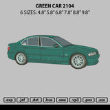Green Car 2104 Embroidery File 6 sizes