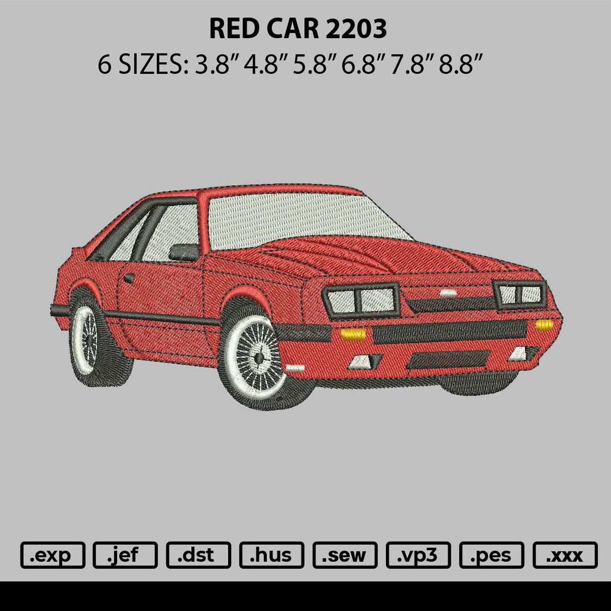 Red Car 2203 Embroidery File 6 sizes