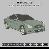 Grey Car 2305 Embroidery File 6 sizes