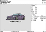 Purple Car 2511 Embroidery File 6 sizes